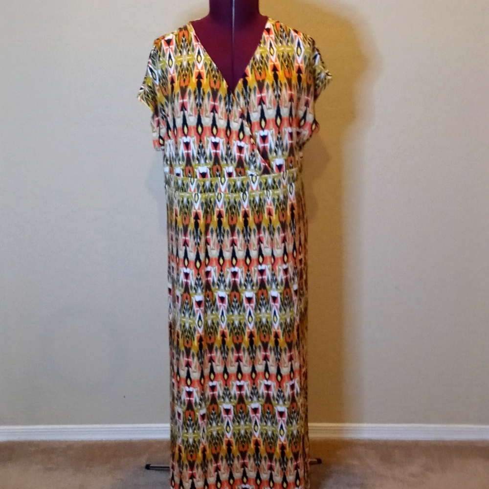 J. Jill Yellow, Black & White Patterned Maxi Dress